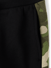 Pantalones jogger de polar con rayas laterales de camuflaje para niños