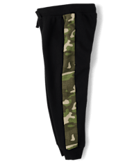 Pantalones jogger de polar con rayas laterales de camuflaje para niños