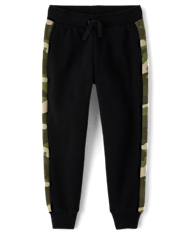 Pantalones jogger de polar con rayas laterales de camuflaje para niños