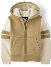 Boys Colorblock Fleece  Sherpa Lined Zip Up Hoodie