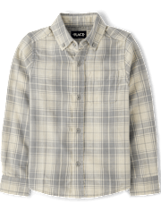 Boys Plaid Flannel Button Up Shirt