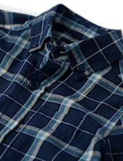 Chemise boutonnée en flanelle à carreaux pour garçon
