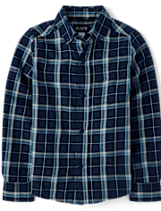 Chemise boutonnée en flanelle à carreaux pour garçon