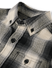 Chemise boutonnée en flanelle à carreaux pour garçon