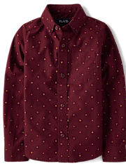 Camisa con botones de popelina estampada para niños