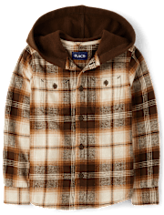 Boys Plaid Flannel Hooded Top