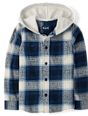 Boys Plaid Flannel Hooded Top