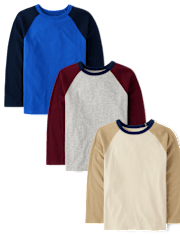 Garçons à contraste de couleurs Raglan Top 3-Pack