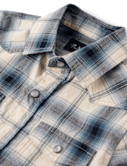 Boys Plaid Poplin Snap Front Shirt