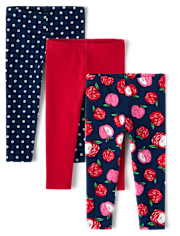 Toddler Girls Apple Leggings 3-Pack