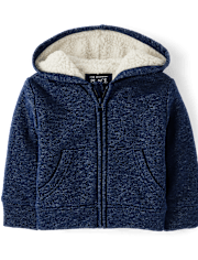 Baby And Toddler Boys Fleece Sherpa Lined Zip Up Hoodie