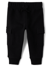 Baby And Toddler Boys Active Fleece Cargo Jogger Pants BLACK The Children s Place