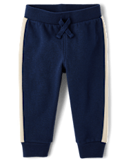 Pantalones deportivos de polar con rayas laterales para bebés y niños pequeños