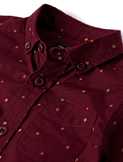 Baby And Toddler Boys Print Poplin Button Up Shirt