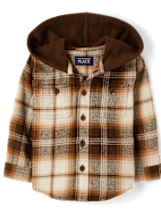 Baby And Toddler Boys Plaid Flannel Hooded Top