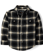 Baby And Toddler Boys Plaid Sherpa Lined Shacket