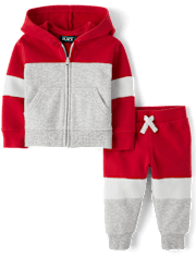 Conjunto de 2 piezas de forro polar con bloques de colores para bebés y niños pequeños