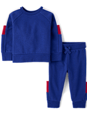 Baby And Toddler Boys Colorblock Premium Fleece 2-Piece Outfit Set