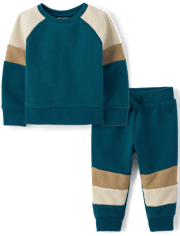 Baby And Toddler Boys Colorblock Fleece 2-Piece Outfit Set