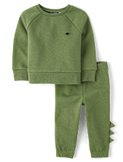 Baby And Toddler Boys Dino Fleece 2-Piece Outfit Set