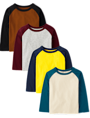 Baby And Toddler Boys Raglan Top 4-Pack