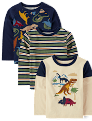 Baby And Toddler Boys Dino Top 3-Pack