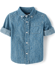 Baby And Toddler Boys Chambray Button Up Shirt