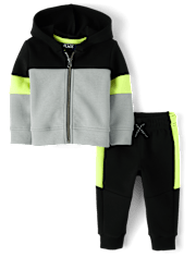 Baby And Toddler Boys Colorblock Scuba 2-Piece Outfit Set