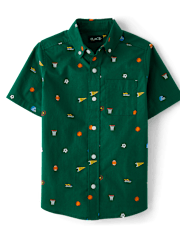 Boys Sport Poplin Button Up Shirt