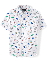 Camisa escolar de popelina con botones para niño