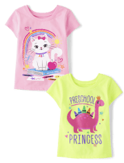 Niños pequeños Niña Animal Camisetas estampadas 2-Pack