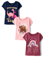 Baby And Toddler Girls Family Graphic Tee 3-Pack