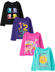 Baby And Toddler Girls Education Graphic Tee 4-Pack