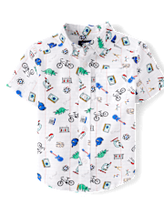 Camisa escolar de popelina con botones para bebés y niños pequeños