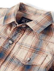 Camisa de popelina a cuadros con cierre de presión en la parte delantera para bebés y niños pequeños