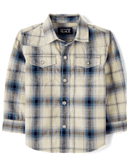 Baby And Toddler Boys Plaid Poplin Snap Front Shirt