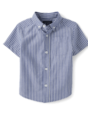 Baby And Niños pequeños Boys Camisa De Popelina De Rayas Con Botones