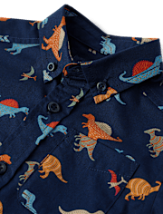 Camisa con botones de popelina Dino para bebés y niños pequeños