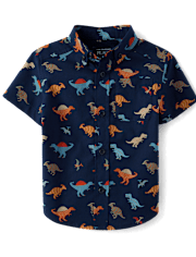 Camisa con botones de popelina Dino para bebés y niños pequeños