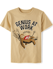 Boys Genius Sloth Graphic Tee