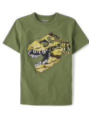 Camiseta con estampado de dinosaurio y camuflaje para niños