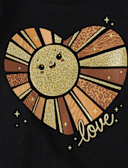 Camiseta con estampado de corazón de amor para bebés y niñas pequeñas