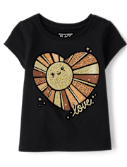 Camiseta con estampado de corazón de amor para bebés y niñas pequeñas