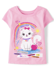 Baby And Toddler Girls Cat Book Graphic Tee