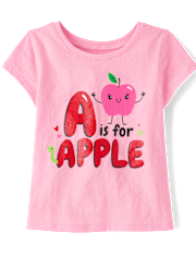 Baby And Toddler Girls A For Apple Graphic Tee