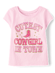 Camiseta con gráfico de vaquera más linda para bebés y niñas pequeñas