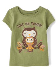 Baby And Toddler Girls Owl Graphic Tee