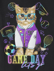 Camiseta gráfica del día del juego del gato para niñas