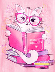 Girls Cat Book Graphic Tee