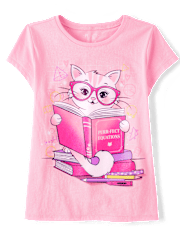 Niña Cat Book Camisetas estampadas